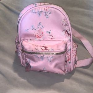 LIKE DREAMS FAUX LEATHER SMALL PINK MINI BACKPACK floral